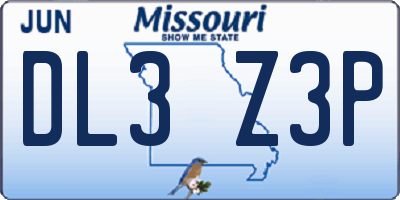 MO license plate DL3Z3P