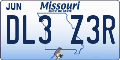 MO license plate DL3Z3R