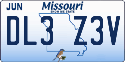 MO license plate DL3Z3V