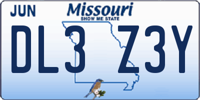 MO license plate DL3Z3Y