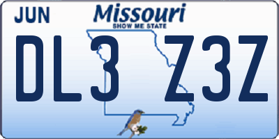 MO license plate DL3Z3Z