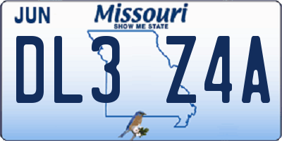 MO license plate DL3Z4A