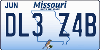 MO license plate DL3Z4B