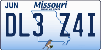 MO license plate DL3Z4I