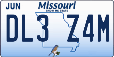 MO license plate DL3Z4M