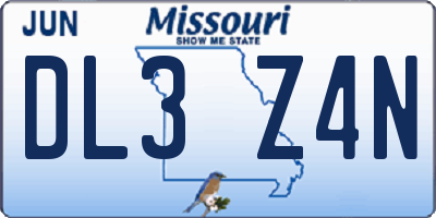 MO license plate DL3Z4N