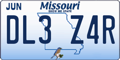 MO license plate DL3Z4R