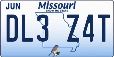 MO license plate DL3Z4T