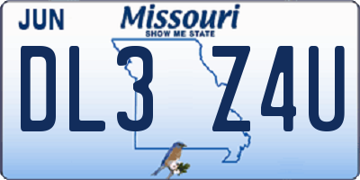 MO license plate DL3Z4U