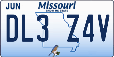 MO license plate DL3Z4V