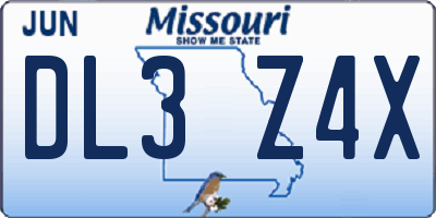 MO license plate DL3Z4X