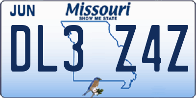 MO license plate DL3Z4Z