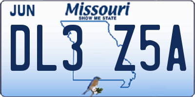 MO license plate DL3Z5A