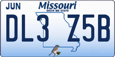 MO license plate DL3Z5B