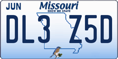 MO license plate DL3Z5D
