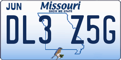 MO license plate DL3Z5G