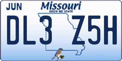MO license plate DL3Z5H