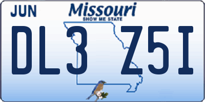 MO license plate DL3Z5I