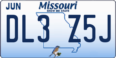 MO license plate DL3Z5J