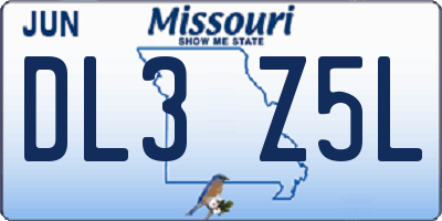 MO license plate DL3Z5L