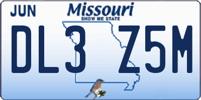MO license plate DL3Z5M