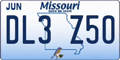 MO license plate DL3Z5O