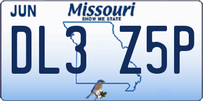 MO license plate DL3Z5P