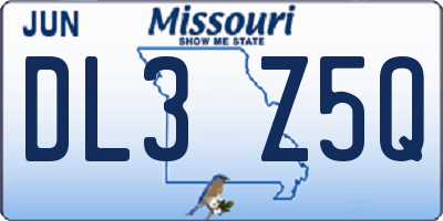 MO license plate DL3Z5Q