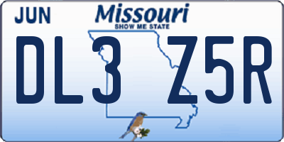 MO license plate DL3Z5R
