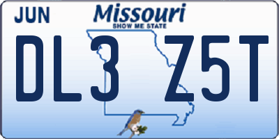 MO license plate DL3Z5T