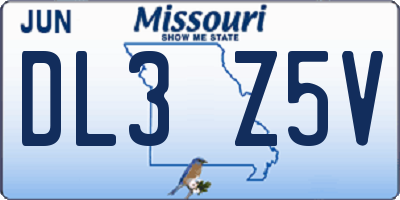 MO license plate DL3Z5V