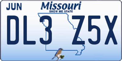 MO license plate DL3Z5X
