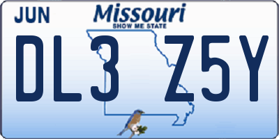 MO license plate DL3Z5Y