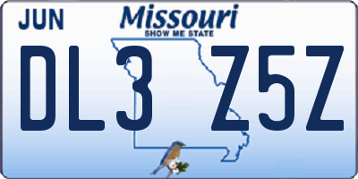MO license plate DL3Z5Z