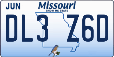 MO license plate DL3Z6D