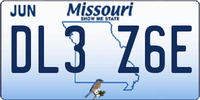 MO license plate DL3Z6E