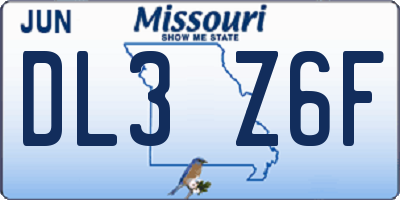 MO license plate DL3Z6F