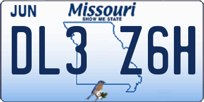 MO license plate DL3Z6H