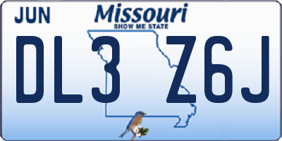 MO license plate DL3Z6J