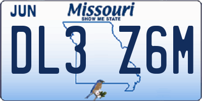 MO license plate DL3Z6M