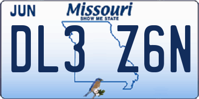 MO license plate DL3Z6N