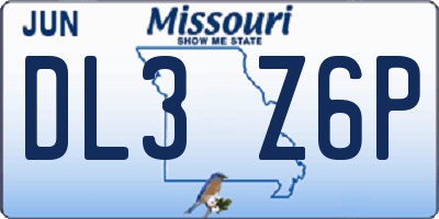 MO license plate DL3Z6P