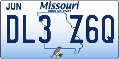 MO license plate DL3Z6Q