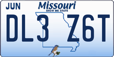 MO license plate DL3Z6T