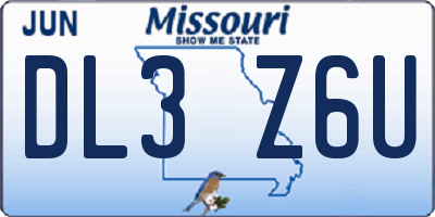 MO license plate DL3Z6U