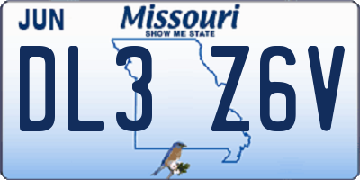 MO license plate DL3Z6V