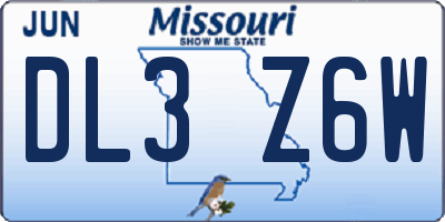 MO license plate DL3Z6W