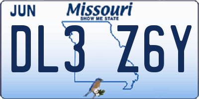 MO license plate DL3Z6Y