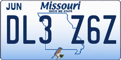MO license plate DL3Z6Z