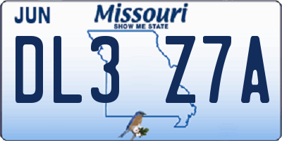 MO license plate DL3Z7A